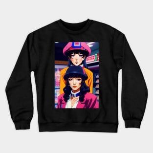 Cute Japanese girl anime,Vintage 90's anime style. Crewneck Sweatshirt